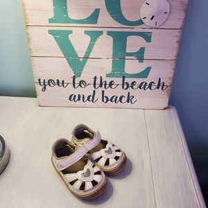 Stride Rite White Sandals with Silver Hearts
